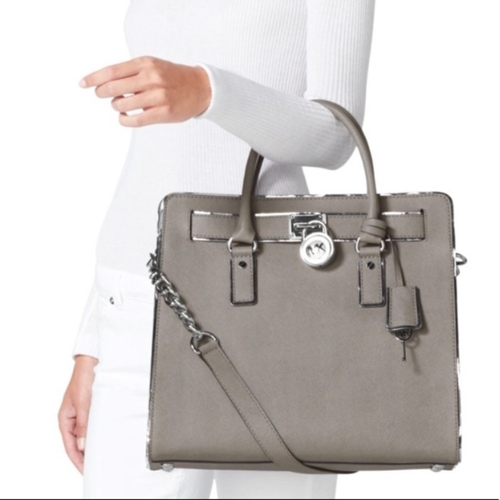 Michael Kors Grey Hamilton Saffiano Satchel